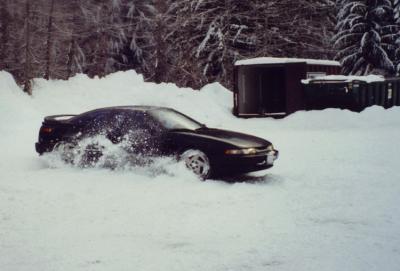 Subaru SVX playing in the snow