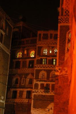 Old Town Sanaa windows, night