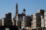 Along the Saila with minaret of Qubbat al-Mahdi, Old Town Sanaa