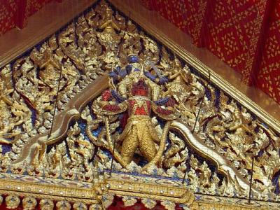 Uniquely carved Garuda figure at Wat Suthat