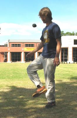 Abe playing  Hacky Sack on the Quad   09-23-04