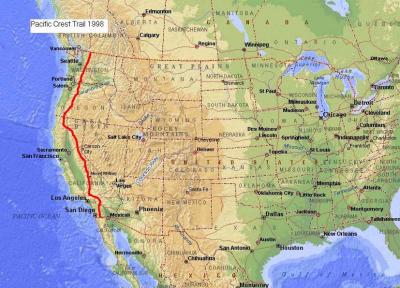 Pacific Crest Trail 2600 miles across US 1998