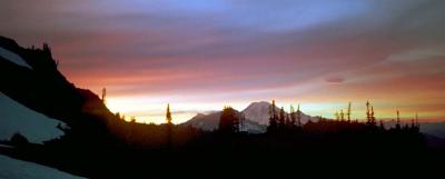 sunset over mt raineer