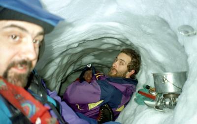 March 95 Snow hole in Coire Sputain Dearg Cairngorms; Scott, Brian, Gavin