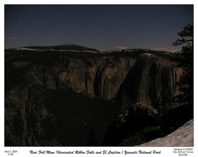 RibbonFalls and El Capitan in Near Full Moonlight