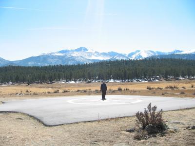 Heli pad at Estes, Joe takes a stand