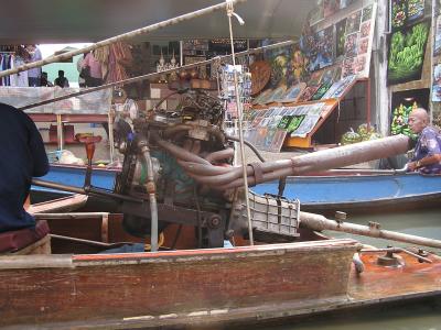 the home for all the old car engines - on the back of a longtail