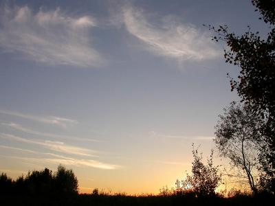 sunset over farm -- sept--23--2004