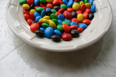 a plate of m & m's