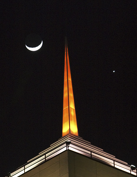 Spire and Moon