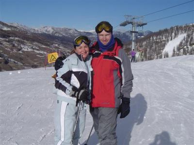 We rarely went on the slopes together because Julie changed over to skis as it was so icy and was a complete beginner.