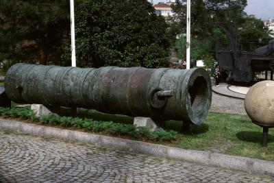 Old type cannon with ball