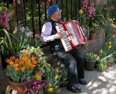 Street musician at Descanso Gardens