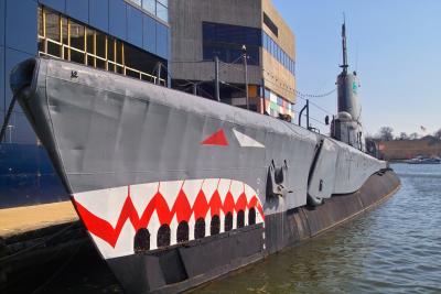 Boat with Teeth: USS Torsk
Ft. McHenry in right background