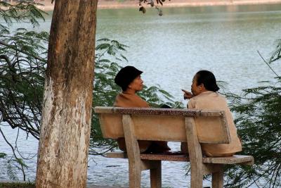 small talk at Hoan Kiem lake