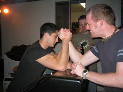 colin challenges alex to arm wrestling