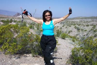 Diane as her happy self in the desert