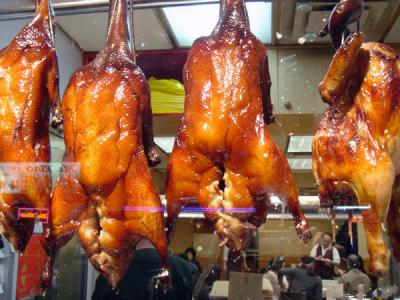 Chinese charcuterie -- roast ducks hanging in the window in Chinatown