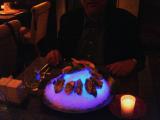 This plate of raw oysters at Megu seems to glow in the dark
