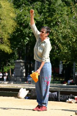 Bocce Ball Player Making Her Shot