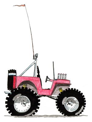 Caricature of a Jeep
