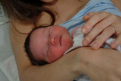 In Mom's arms
