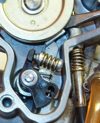 Linkage-closeup- as the screw is turned inwards, the rod touch-point is delayed