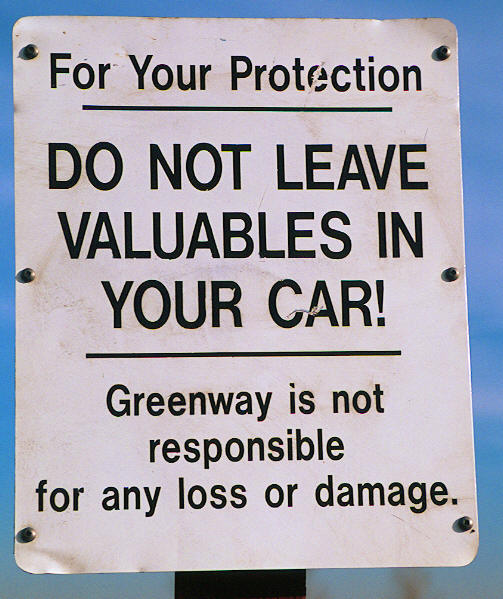 Do Not Leave Valuables in Car