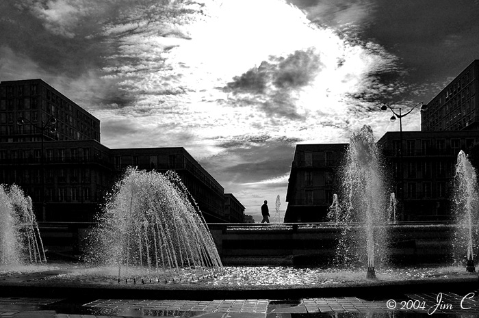 The fountains on the Town Hall square