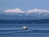 Washington State ferry and the Olympics