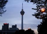 Kuala Lumpur Tower, dusk, closer