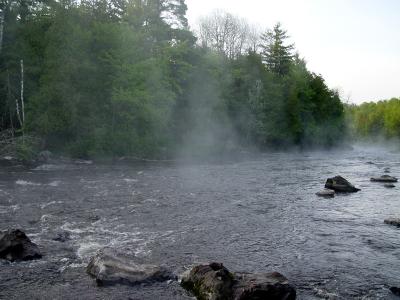 wolf river. morning mist