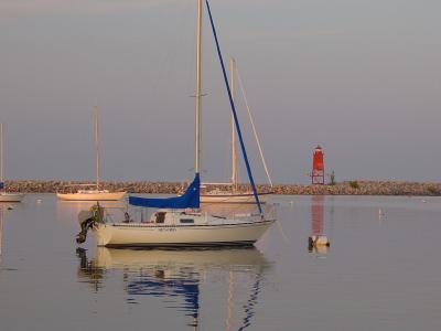 sailboat. at sunset