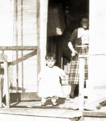 ma and grandma on the back porch