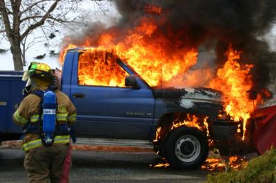 Truck Fire at Blockbuster Video (Shelton) 12/10/03