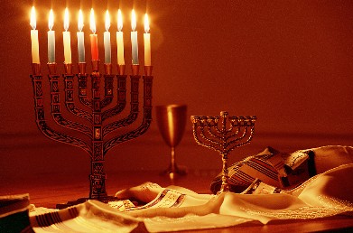Menorah and Tallis Still Life