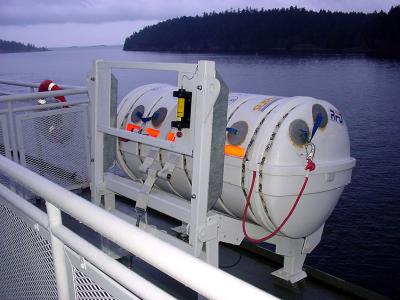 Over capacity life raft for Marin Ark chute system