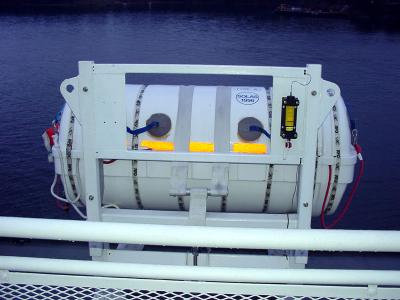 Over capacity raft for Marin Ark chute system
