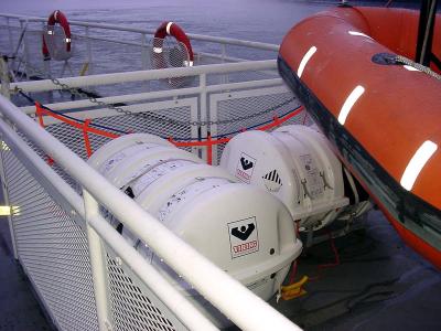 Liferafts for persons who can not descend the chute