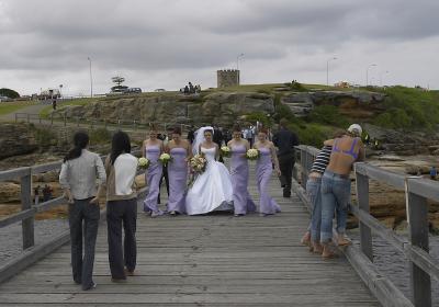 The Bride and the Bridesmaids on the Bridge