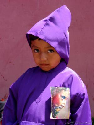 boy in purple, antigua, guatemala