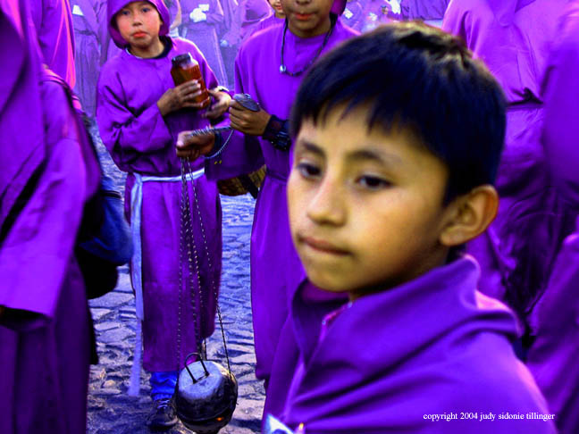 the boy at the procession, antigua, guatemala