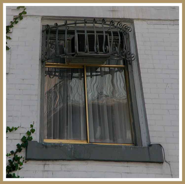 Ornate apartment window.