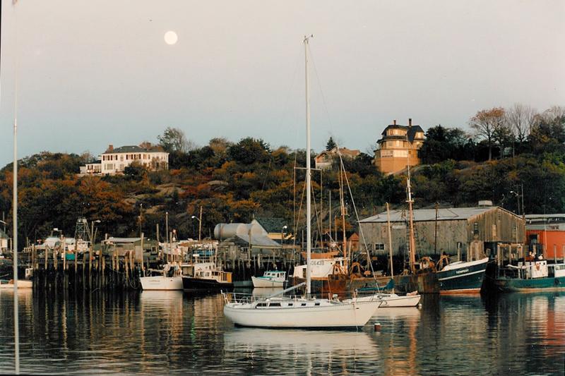 Moonrise over Gloucester, Mass
