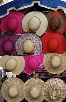 Hats on a rack