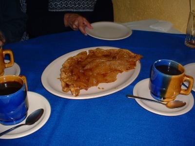 Buuelo a la  Cenadura Lupita. Fried dough in honey and anise syrup.