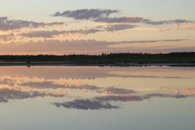 Reflection of clouds on river