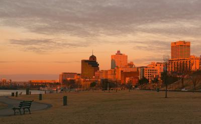 downtown Memphis at dusk