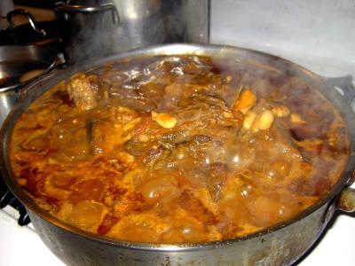 lamb cassoulet cooking (after sauce reduction)
