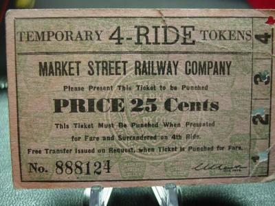 really old fast pass 5 cents a ride ,a company sf muni bought in the 40's